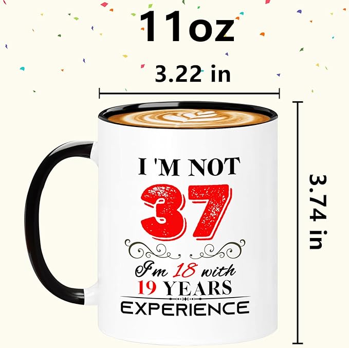 1988 37th Birthday Mug for Women Men, Turning 37 Year Old Birthday Gifts for Mom, Dad, Grandma, Grandpa, Wife, Husband, Daughter, Sister, Best Friends, Coworkers, Her, Him, 11oz Coffee Cup