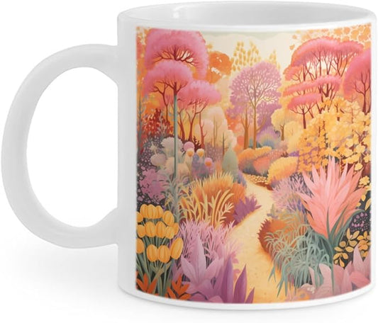 Coffee Mugs Forest Pattern Ceramic Latte Mug with Handle 11 OZ for Men Women for Latte Cappuccino Cocoa Milk Dishwasher & Microwave Safe