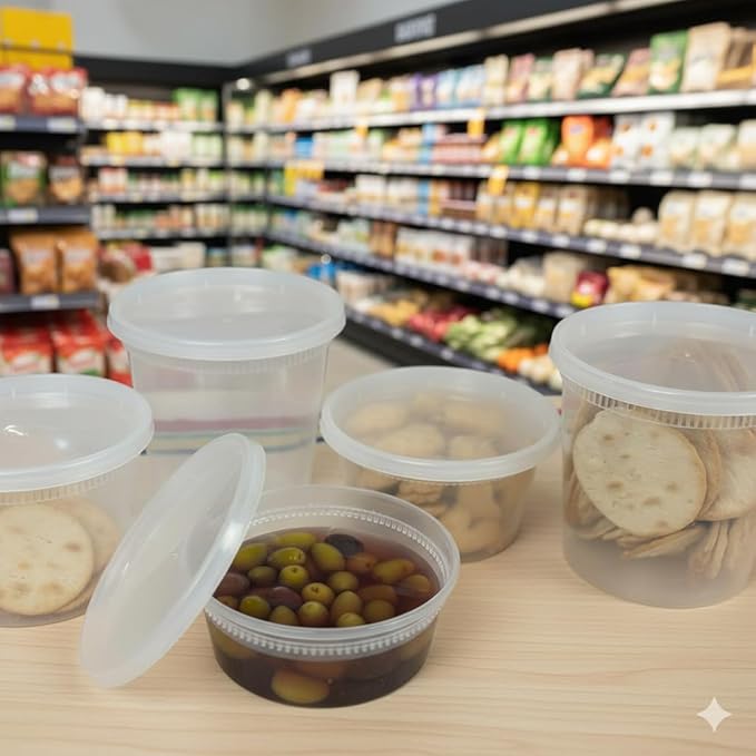 12 oz Deli Containers with Lids (Pack of 240), Recyclable Polypropylene, Microwavable, Heat Resistant (12)
