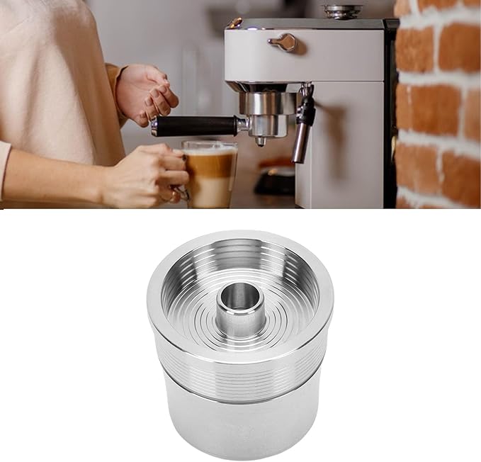 Sanpyl Reusable Coffee Pod for Coffee Machine, 304 Stainless Steel Filter Refillable Coffee Capsule with Brush Spoon