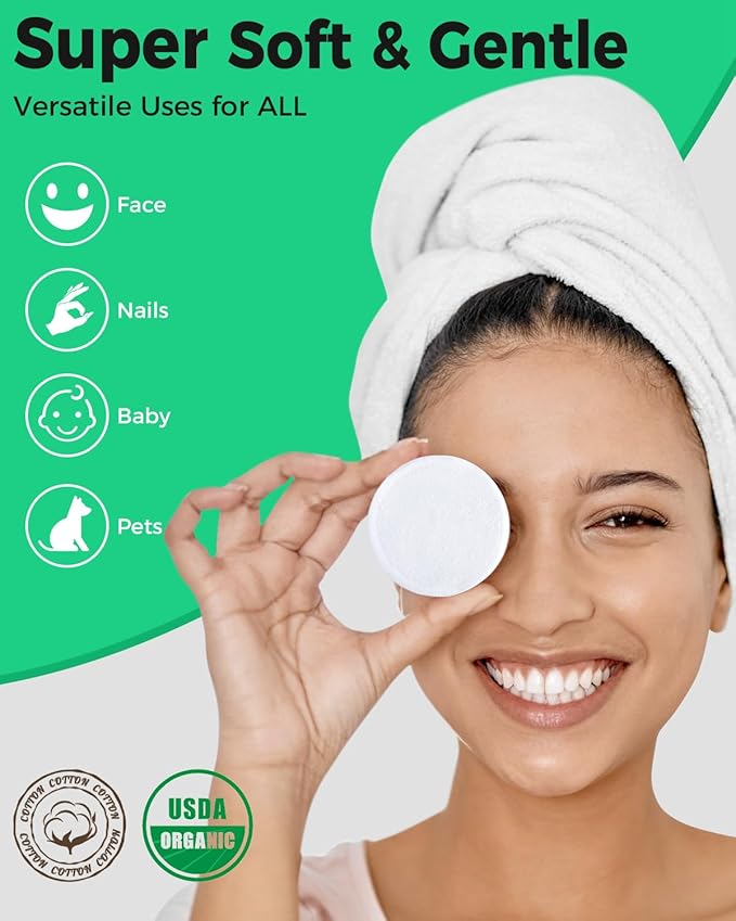 ProCIV Reusable Makeup Remover Pads - 16 Packs Washable Organic Reusable Cotton Rounds for All Skin Types & Toner with Laundry Bag, Zero Waste Reusable Cotton Pads for Face for Woman Gift (White)