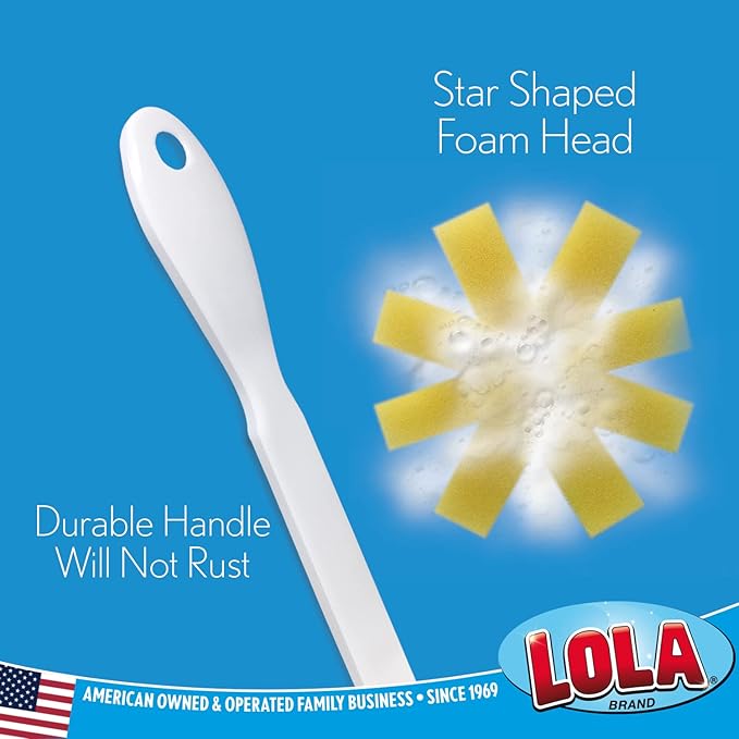LOLA Glass & Jar Sponge Brush, Star Shaped, Foam Material, Dishwasher Safe, Non-Scratch, Perfect for Glasses, Mugs, Bottles. 1 Pack