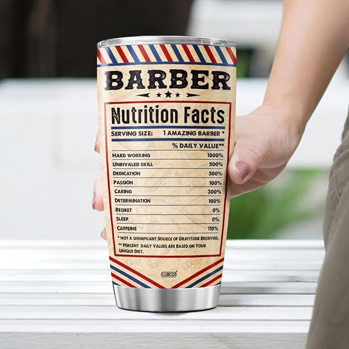 CUBICER Barber Coffee Tumbler Hair Stylist Travel Mug With Lid Appreciation Birthday Gifts For Women Friends Teens Men Boys Coworkers Insulated Cup Stainless Steel Tumblers Funny Quotes