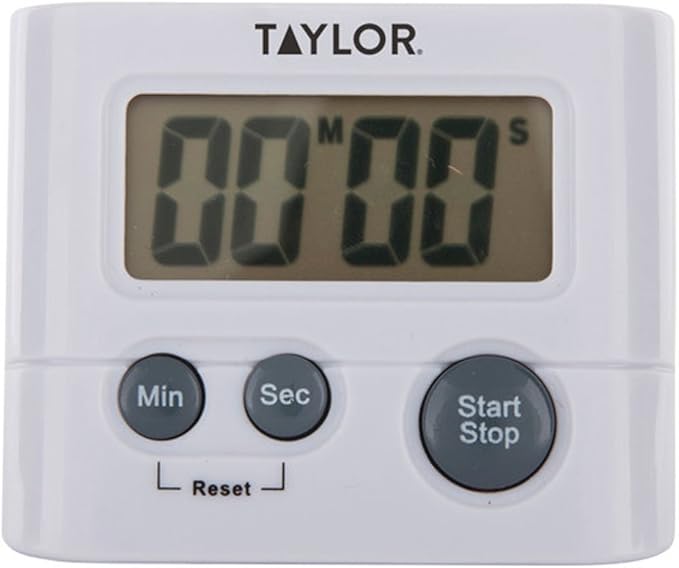 Taylor Digital Timer, Displays up to 99 Minutes, 59 Seconds, White (Pack of 2)