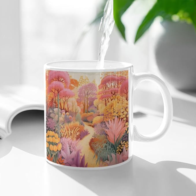 Coffee Mugs Forest Pattern Ceramic Latte Mug with Handle 11 OZ for Men Women for Latte Cappuccino Cocoa Milk Dishwasher & Microwave Safe