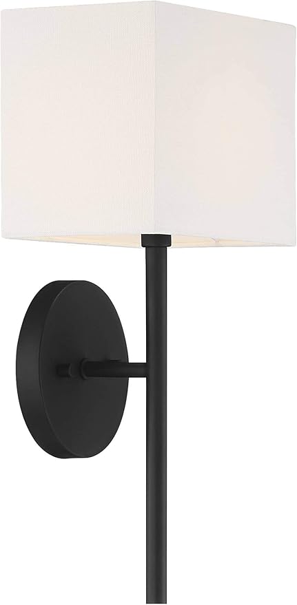 Possini Euro Design Favreau Modern Wall Sconce Lighting Black Hardwired 16 1/4" High Fixture Rectangular Linen Fabric Shade for Bedroom Bedside Living Room Home Hallway Dining Kitchen