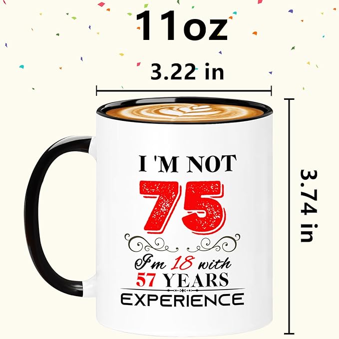 1950 75th Birthday Mug for Women Men, Turning 75 Year Old Birthday Gifts for Mom, Dad, Grandma, Grandpa, Wife, Husband, Daughter, Sister, Best Friends, Coworkers, Her, Him, 11oz Coffee Cup