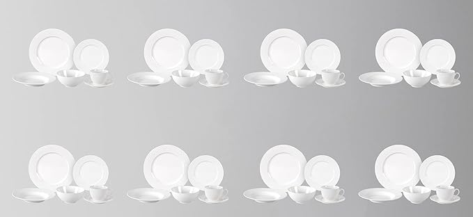 HomeVss, New Bone China Dinnerware Set, Embossed Diamond Design, 48pc Set