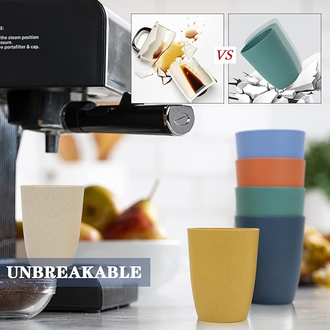 Homienly Wheat Straw Cups Alternative to Plastic Cup - Set of 6 Unbreakable Drinking Cup Reusable Dishwasher Safe Water Glasses Cups for Kitchen Tumblers Kitchen Essentials(20 OZ)