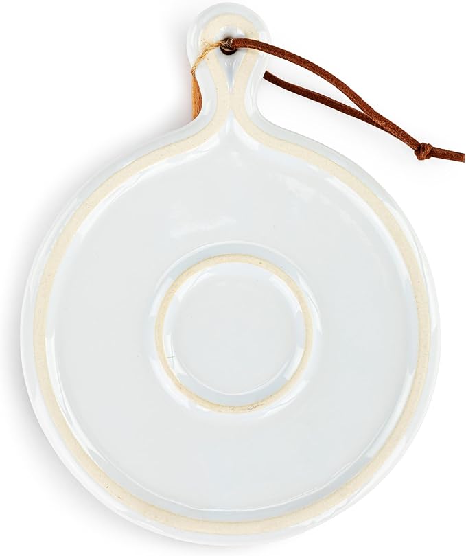 DEMDACO Dean Crouser Collection Watercolor Wildflower Floral Round Mini 5 x 6.5 Stoneware, Suede, Wood Cutting Cheese Serving Board with Knife