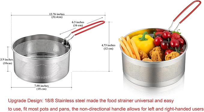 Tenta Kitchen Pasta Strainer instant pot accessories Steamer Basket For Pot instant pot steamer basket with Removable handle Insert for Veggie Fish Seafood Cooking and heat food 7"