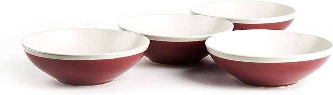 Rock Ridge Speckled Stoneware Dinnerware Set (12pc Set, Garnet and Ivory)