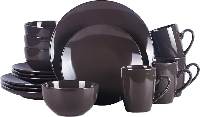 Color Wave Stoneware 16pc Dinnerware Set, Autumn Grey