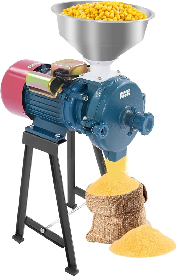110V 2200W Electric Grain Mill Grinder Commercial Corn Mill with Funnel Dry Heavy Duty Mill Electric Grain Grinding Machine Feed Mill Flour Mill for Home & Industrial Use (110V)