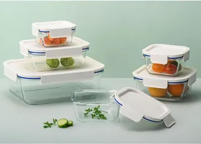 LocknLock LNG428S4W The Clear Heat-Resistant Borosilicate Glass Food Storage Set, 8-Piece (4 Containers + 4 Lids)