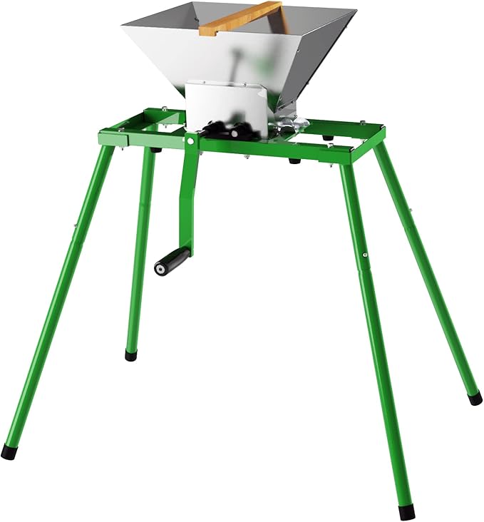 EJWOX 7L Hand Crank Apple and Fruit Crusher with Stand, Stainless Steel Manual Juicer Grinder for Seasonal Cider & Fresh Juice