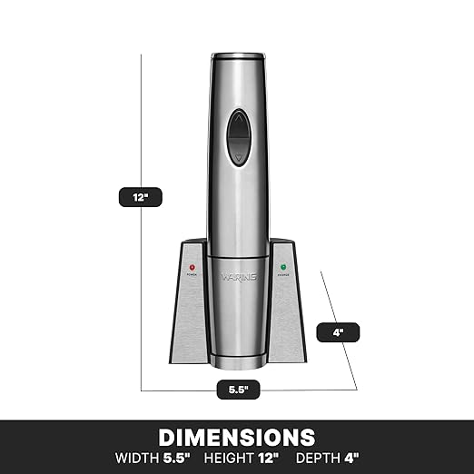 Waring Commercial WWO120 Portable Electric Wine Bottle Opener with Recharging Station,Silver