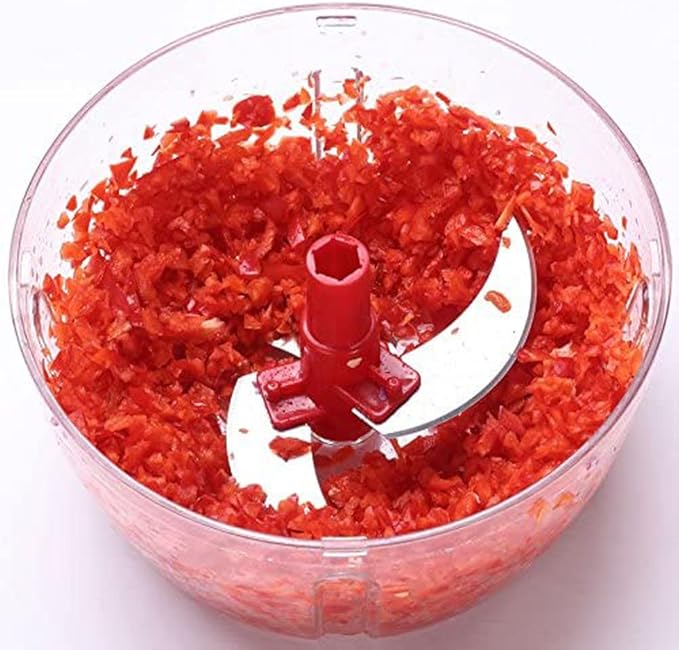 Multi-Functional Manual Food Processor,8 Cup Hand-powered Crank Chopper,Mincer Blender with Clear Container,for Vegetables Meat Fruits Nuts Herbs Onions