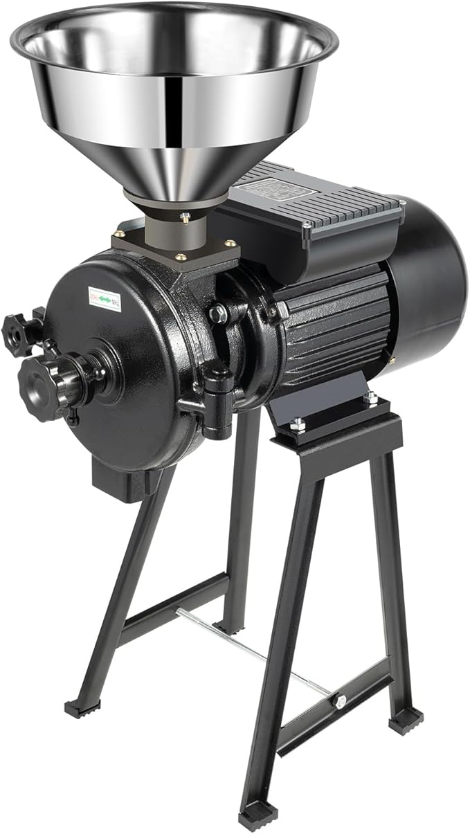 1500W Electric Grain Mill Grinder, 110V Commercial Dry Grinder for Rice Corn Spices, 70kg/h Stainless Steel Grinding Machine with Adjustable Fineness, for Restaurant Lab Supermarket Home Use