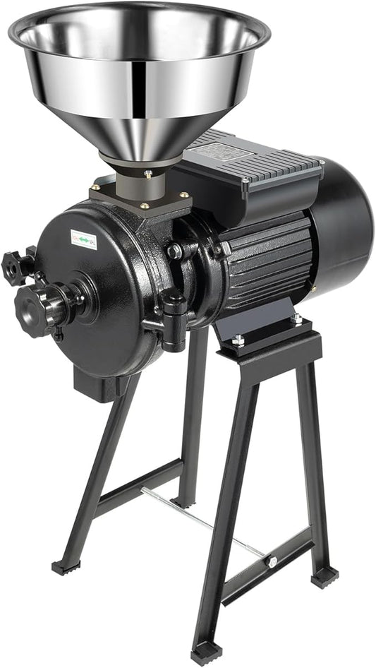 1500W Electric Grain Mill Grinder, 110V Commercial Dry Grinder for Rice Corn Spices, 70kg/h Stainless Steel Grinding Machine with Adjustable Fineness, for Restaurant Lab Supermarket Home Use