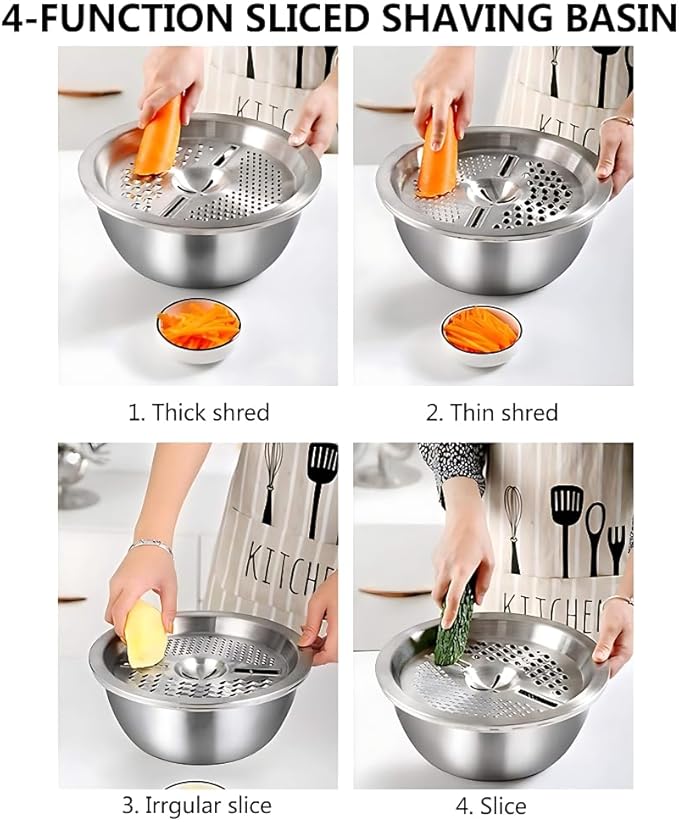 𝟭𝟱 𝗬𝗲𝗮𝗿𝘀 𝗪𝗮𝗿𝗿𝗮𝗻𝘁𝘆 3-in-1 Multifunctional Stainless Steel with Grater,Drain Basin and Solid Basin for Cutting/Washing Vegetables & Fruits Easily and Conveniently