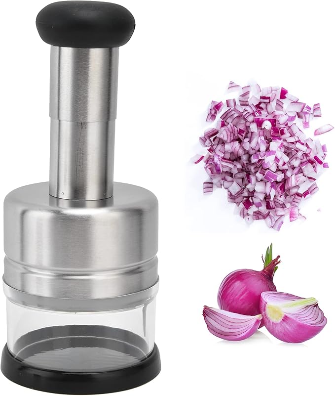 Onion Chopper, Hand Press Vegetable Chopper, Manual Food Mincer Slicer, Handy Kitchen Gadget for Chopping Veggies, Garlics, Onions, Nuts