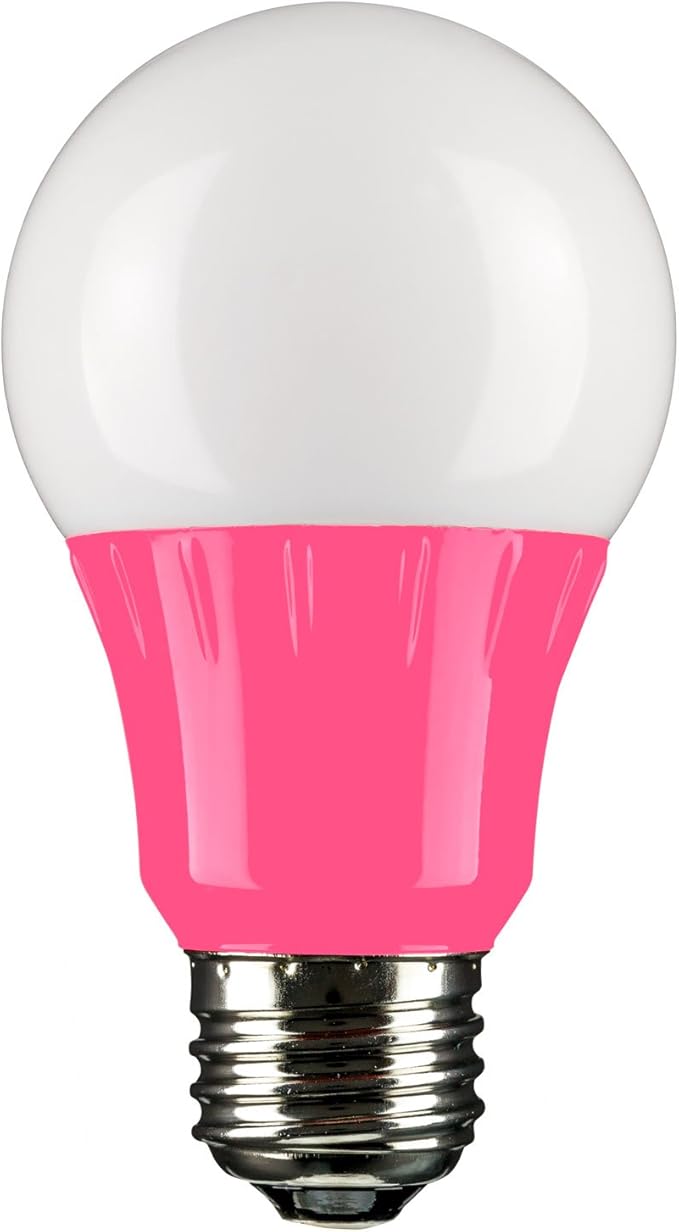 Sunlite 40473 LED A19 Colored Light Bulb, 3 Watts (25w Equivalent), E26 Medium Base, Non-Dimmable, UL Listed, Party Decoration, Holiday Lighting, 6 Count, Pink