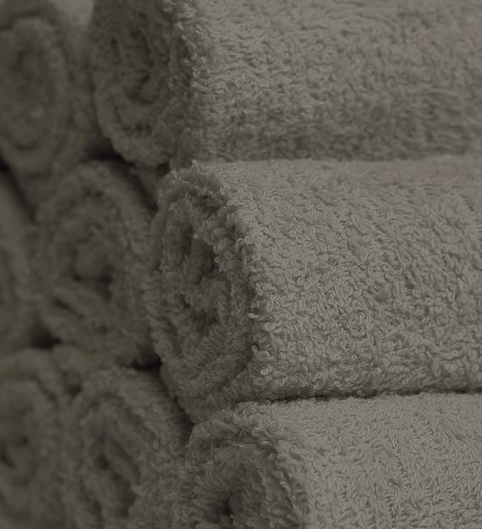 Softolle 100% Cotton Washcloths 24 Pack (12x12 Inches) Soft, Highly Absorbent Washcloth, Face Towels, Wash Cloths for Face, Ring Spun, Bulk Pack (Taupe)