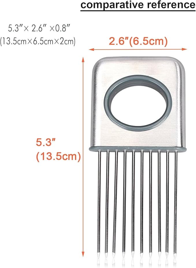 Best Utensils Onion Holder Slicer Vegetable Tools Stainless Steel Easy Onion Holder Slicing Guide Vegetable Tomato Lemon Meat Holder Slicer Tools Cutter, Cutting Kitchen Gadget, Silver
