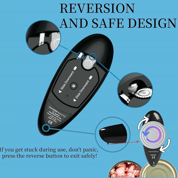 Electric Can Opener, Hands Free One Touch Automatic Can Openers Fit Different Can Sizes and Shape with No Sharp Edges for Kitchen, Kitchen Gadgets for Senior with Arthritis
