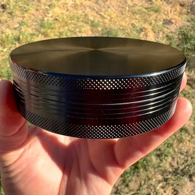 Herb Grinders. 2 Layer Grinder. 4 inch aluminum alloy metal. Top and Bottom Only. NO Screen Catcher. (2, Black, 4 inches)