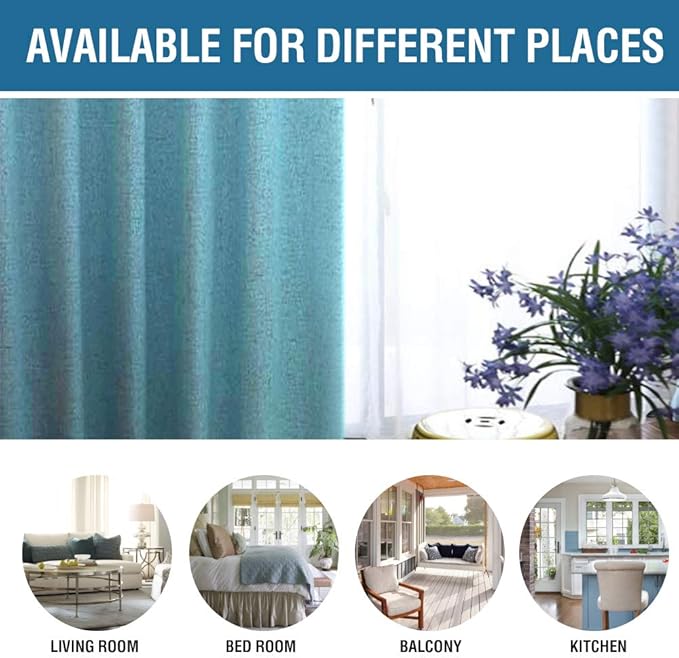 H.VERSAILTEX 100% Blackout Curtains for Bedroom 84 Inches Long Grommet Linen Face Full Light Blocking Curtain Drapes for Living Room Thermal Insulated Linen Look Curtains 2 Panels Set, Teal Blue