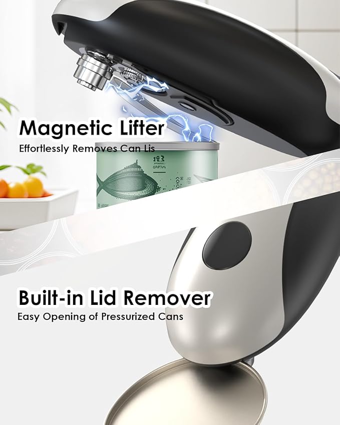 Rechargeable Electric Can Opener - One Touch Automatic, Hands Free Operation Easy Grip for Seniors & Arthritis, Works with All Cans - Cordless, No Sharp Edges