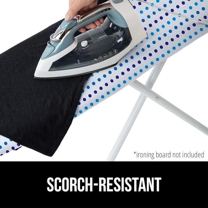 GORILLA GRIP The Original Ironing Board Cover and Pad, Silicone Coating, Thick Scorch Resistant Padding, Heavy Duty Iron Covers Standard Boards, Hook and Loop Fastener Strap, Blue Dots, 15x54