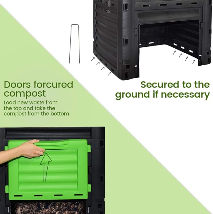 Garden Compost Bin from BPA Free Material, 80 Gallon(300 L), Easy Assembling, Large Capacity, Fast Creation of Fertile Soil