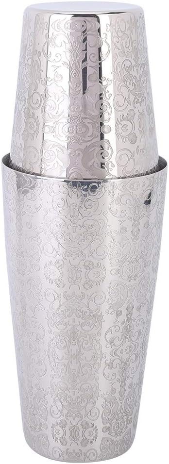 Estink Shaker Cocktail Shaker Set Bar Mixing Tin 304 Stainless Steel Bartender Tools with Engraved Pattern for Iced Coffee Cocktail Tea