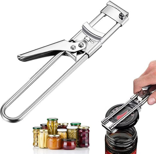 New Adjustable Stainless Steel Jar Opener, 2026 Upgrade Jar Opener for Weak Hands, Multifunctional Lid Gripper & Bottle Opener with Handle, Easy-Open Kitchen Tool for Seniors and Kids