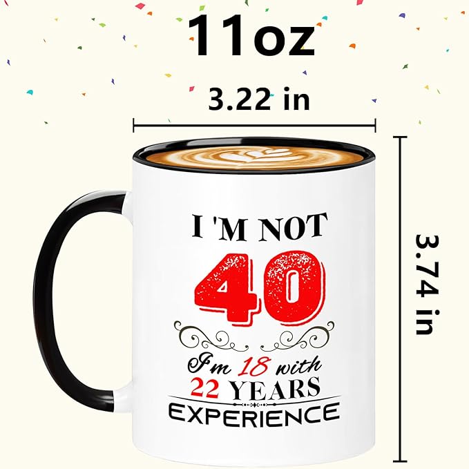 40th Birthday Gifts For Women Men, 40 Year Old Birthday Gifts for Women Men, 1985 Birthday Gifts for Women Men, 40th Birthday Decorations for Women Men, 40th Birthday Mug Cups, 11oz
