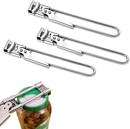 3 PCS Adjustable Multifunctional Stainless Steel Can Opener, Adjustable Grip Jar Opener Multifunctional Retractable Bottle Opener, Manual Can Openers Jar Lid Gripper Cover Remover Kitchen Gadget (A)