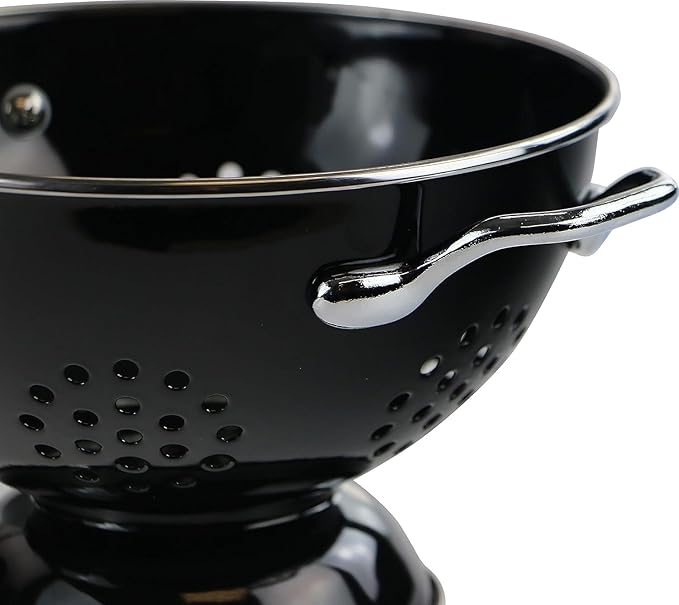 Calypso Basics by Reston Lloyd Powder Coated Enameled Colander, 3 Quart, Black,80100