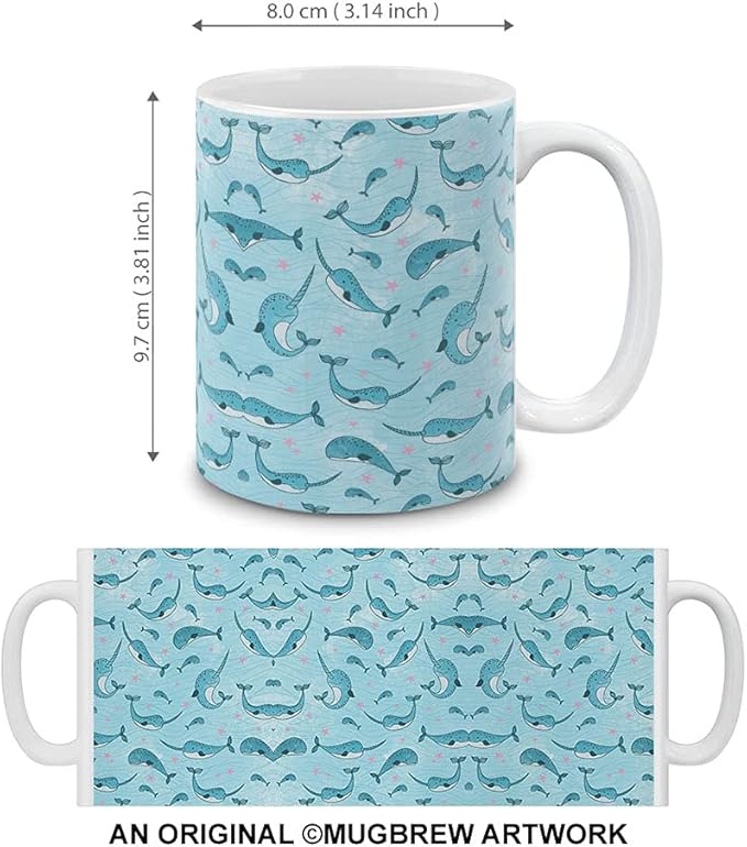 MUGBREW Narwhals Pattern Ceramic Coffee Mug Tea Cup, 11 OZ