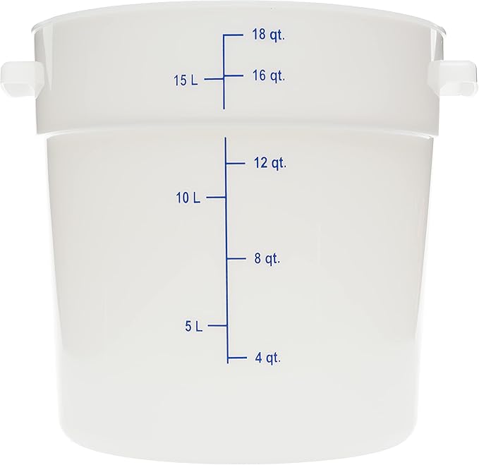 Carlisle FoodService Products Storplus Round Food Storage Container with Stackable Design for Catering, Buffets, Restaurants, Polyethylene (Pe), 18 Quart, White