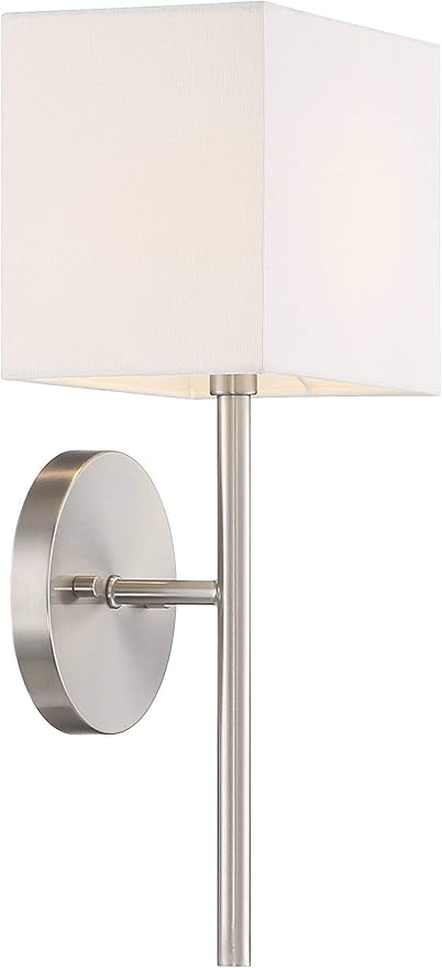 Possini Euro Design Favreau Modern Wall Sconce Lighting Brushed Nickel Silver Hardwired 16 1/4" High Fixture Rectangular Linen Shade Bedroom Bedside Living Room Home Hallway Dining Kitchen