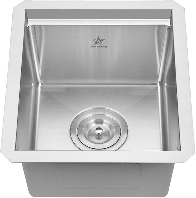 STARSTAR Workstation Ledge Undermount Single Bowl 304 Stainless Steel Kitchen Sink, With Grid, Cutting Board (15 x 17)