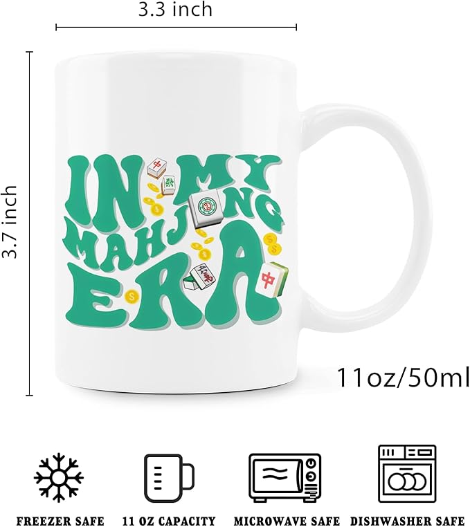 in My Mahjong Era Mug, Mahjong Gifts for Women Coffee Cup Ceramic, Gift for Mah Jong Players Lovers, Mah Jong Accessories Ceramic Coffee Tea Mug 11 oz