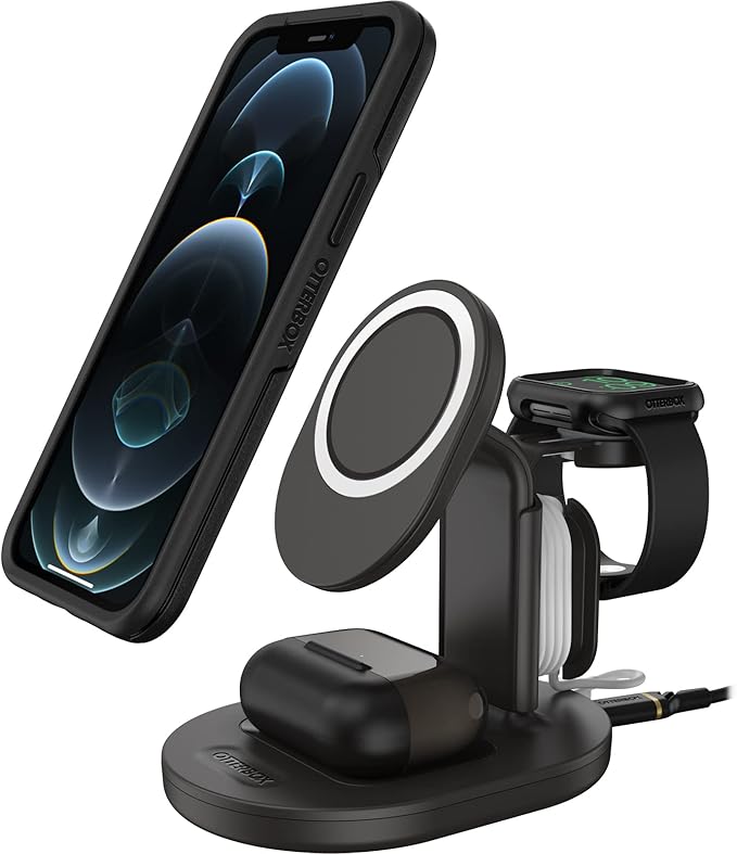 OtterBox 3-in-1 Wireless Charging Station for MagSafe - Black