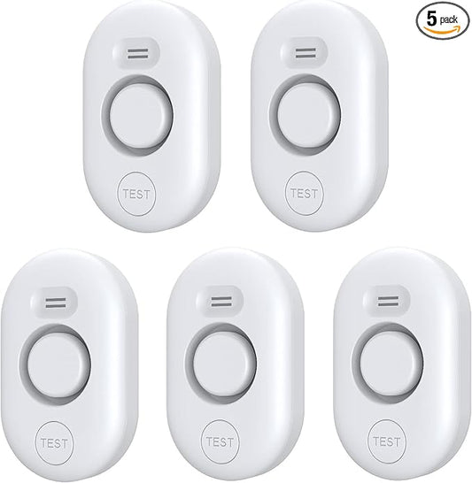 5 Pack Water Leak Detectors for Home, 100dB Water Sensor Alarm for Basement,Flood Leakage Detection Devices for Pipe/Drain/Sink/Faucet Drip Alert,Floor Flooding in Bathroom/Kitchen/Toilet/Laundry Room
