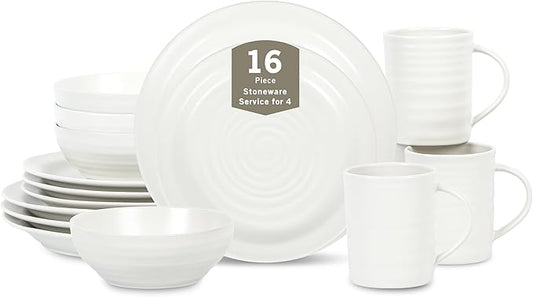 Stone Lain Orbit 16-Piece Dinnerware Set Stoneware, White