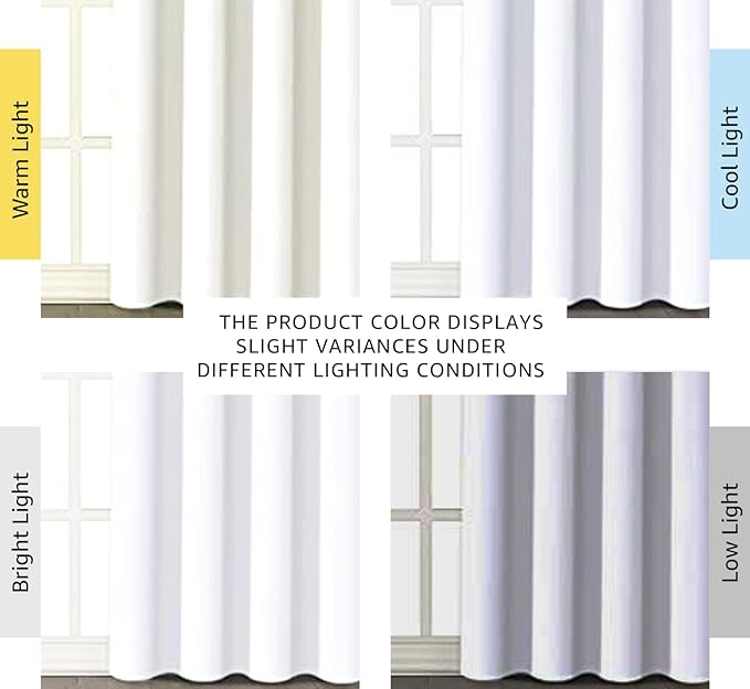 H.VERSAILTEX Blackout Curtains for Bedroom Thermal Insulated Curtains for Living Room Noise Reducing Drapes for Window Treatment, 2 Panels, 52 x 96 inch, White Front with White Liner