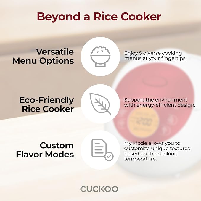 CUCKOO Micom Rice Cooker 6 Cup Uncooked / 12 Cup Cooked, Korean Fuzzy Logic Rice Cooker Small with Delay Timer & Keep Warm Setting, Versatile Food Steamer with Non-Stick Inner Pot, Red (CR-0351F)